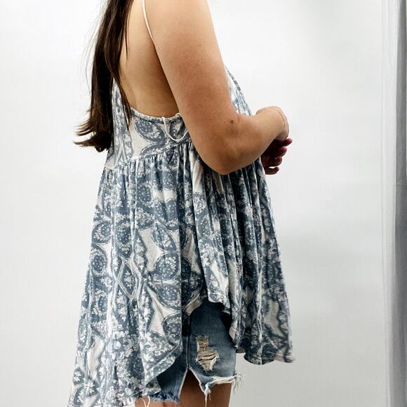 Free People S blue Boho tunic Tank Top - Picture 5 of 8